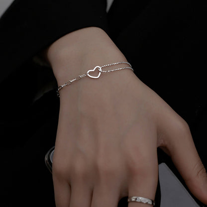 S925 sterling silver heart bracelet women's fashion jewelry