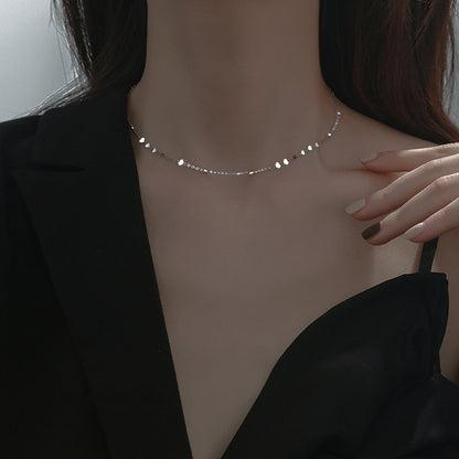 S925 sterling silver shiny collarbone chain women's short geometric necklace jewelry