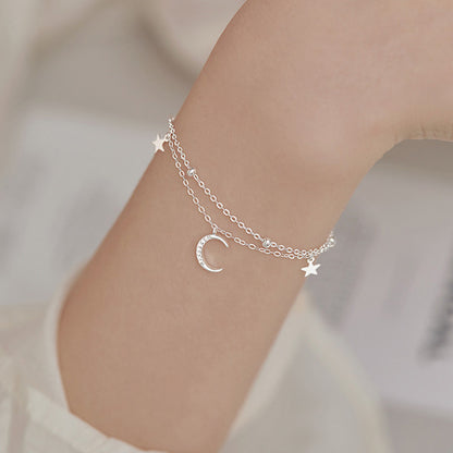 S925 sterling silver double layered bracelet, women's high-quality jewelry