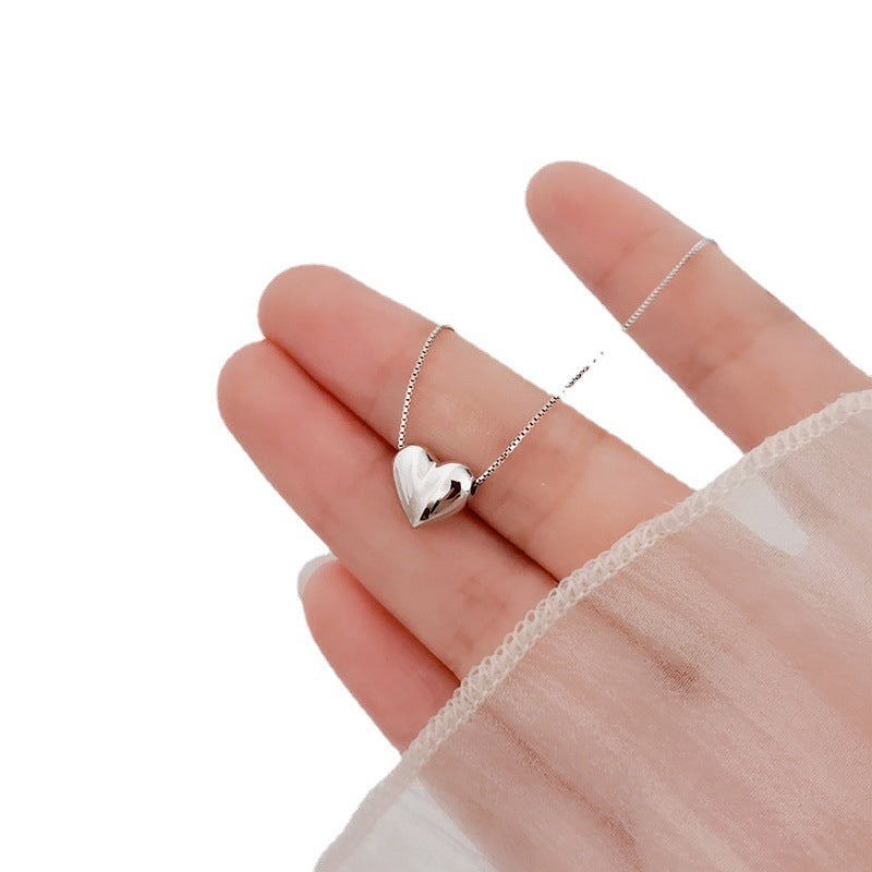 S925 silver heart necklace, women's light luxury heart-shaped collarbone jewelry
