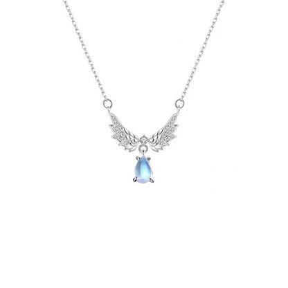 Necklace women's 999 sterling silver fashionable angel wing collarbone chain jewelry