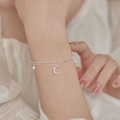 S925 sterling silver double layered bracelet, women's high-quality jewelry