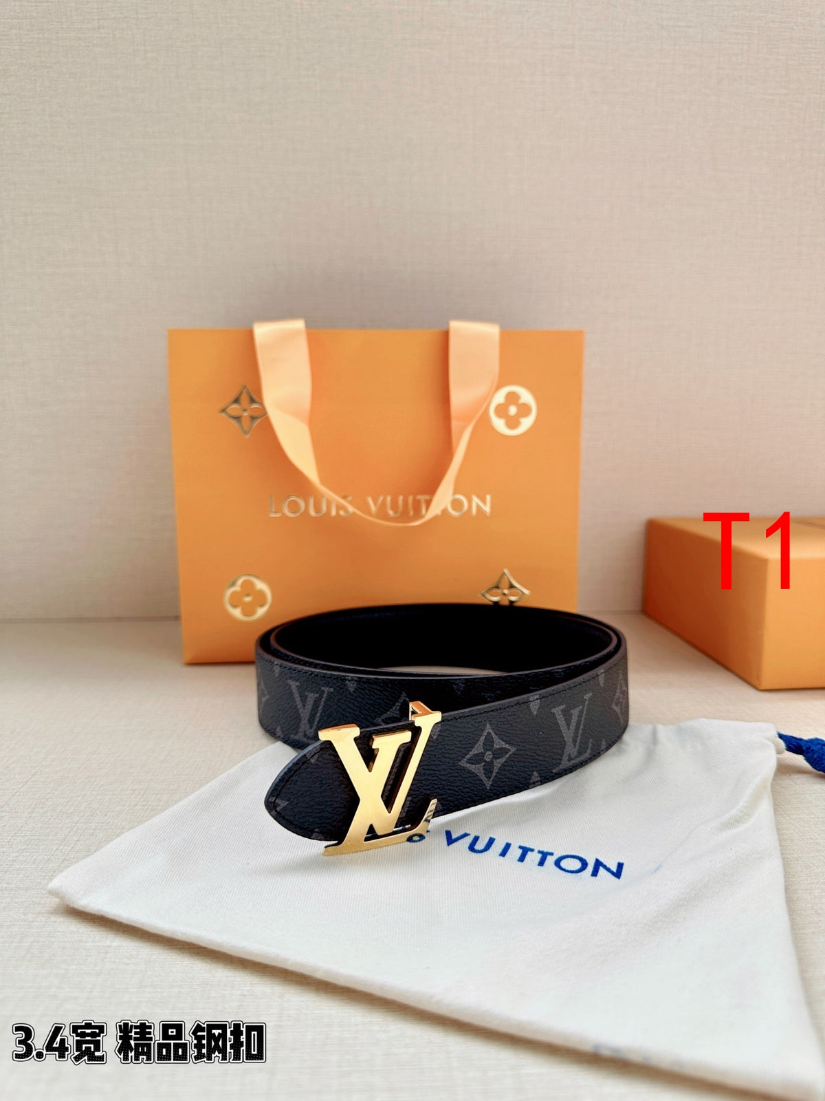 BE10 Real Leather Belt 3.4CM with packing