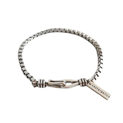 925 sterling silver bracelet, women's retro box chain fashion simple jewelry