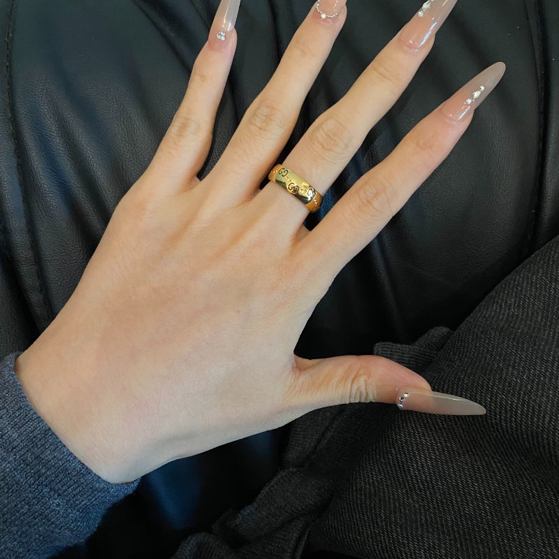 J141 Men And Women Classic Letter Gold-Plated Ring, Fashion Jewelry