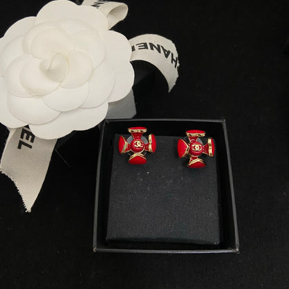 E12 Women gold-plated fashion camellia earrings high-quality jewelry