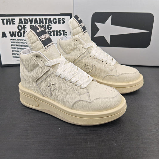 S38 High Top Genuine Leather Sneakers for Men Women, Thick Platform Height Increasing Shoes, New Streetwear Casual Shoes