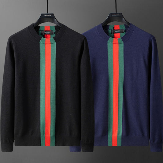 GC01   Autumn and Winter Classic Green Red Green Jacquard Sweater Clothes