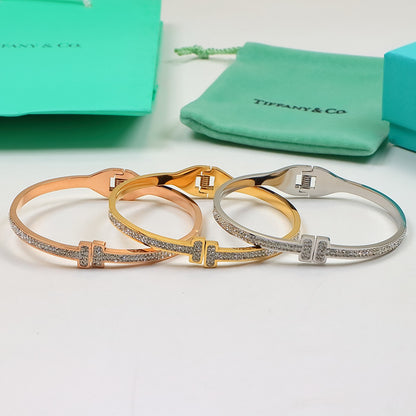 TB5 Classic Bangle Bracelet 316 Stainless Steel 18K Gold‑Plated Women Jewelry