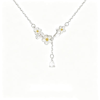 Necklace women's 999 silver new light luxury flower collarbone chain jewelry