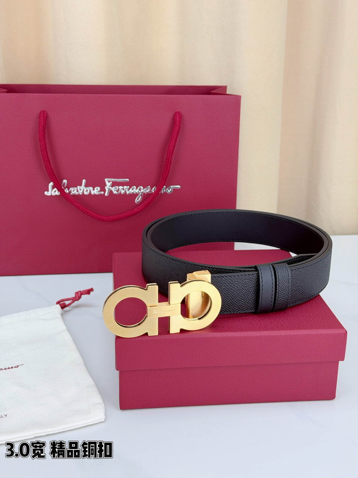 BE13 Real Leather Belt 3.4CM with packing