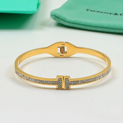 TB5 Classic Bangle Bracelet 316 Stainless Steel 18K Gold‑Plated Women Jewelry