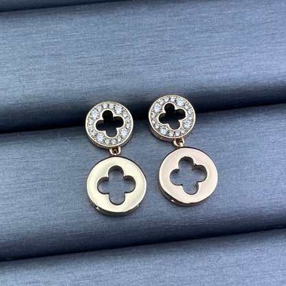 N28  Women gold-plated fashion clover earrings high-quality jewelry