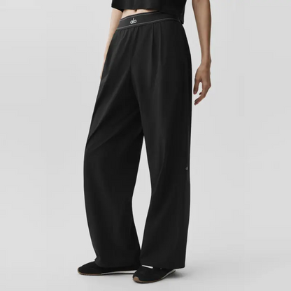 C2 Womens Flowy Woven Stretch Wide‑Leg Yoga Casual Long Pants
