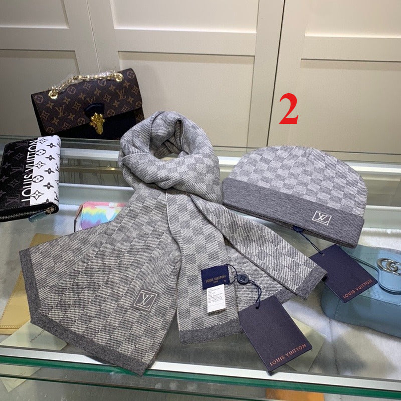 LH6  New Wool & Cashmere Set, Scarf + Hat