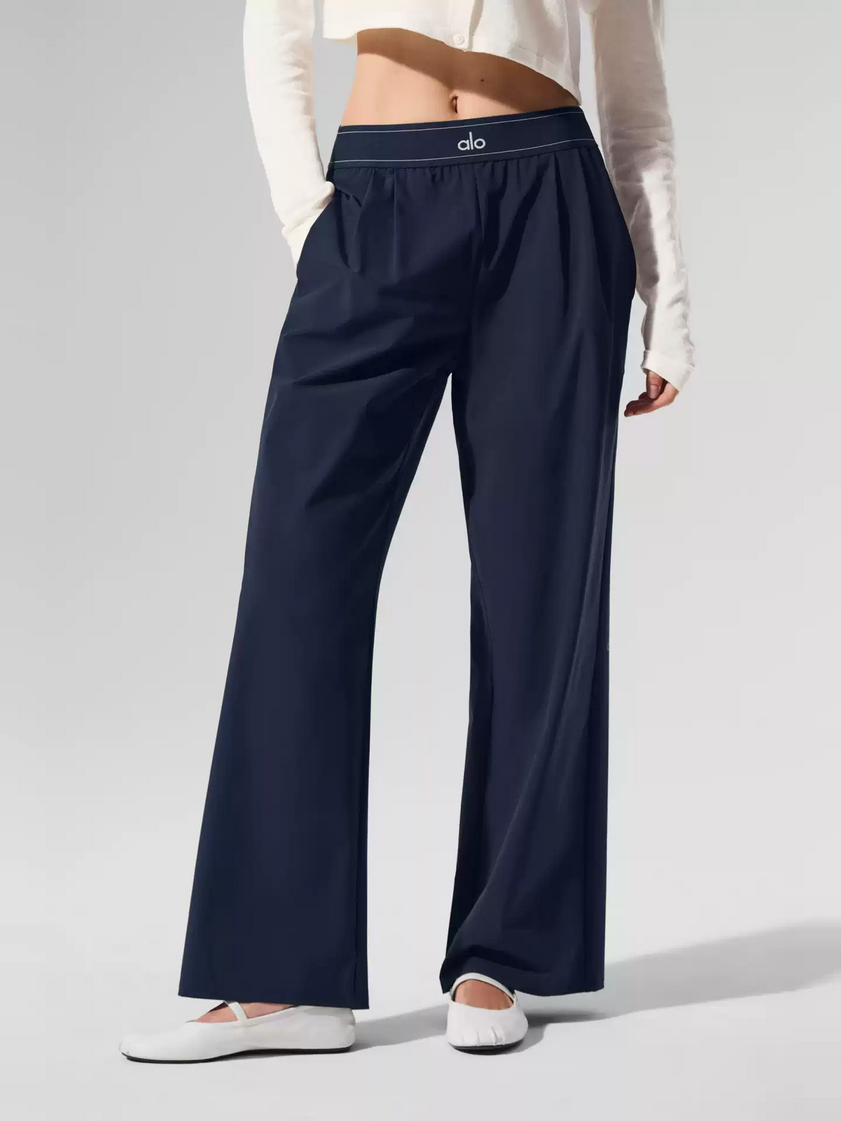 C2 Womens Flowy Woven Stretch Wide‑Leg Yoga Casual Long Pants