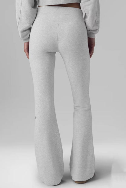 2636 Women Slim Fit Hooded Zip Yoga Set, Flared Pants Autumn Winter Casual Sports Activewear