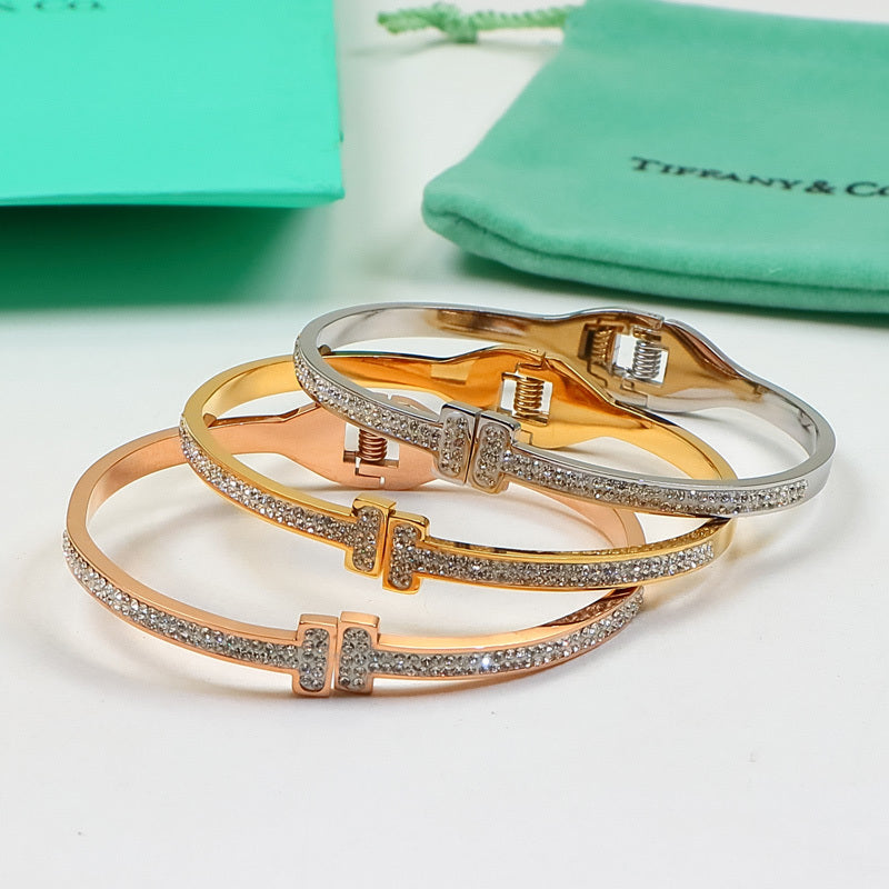 TB5 Classic Bangle Bracelet 316 Stainless Steel 18K Gold‑Plated Women Jewelry