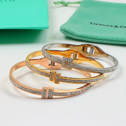 TB5 Classic Bangle Bracelet 316 Stainless Steel 18K Gold‑Plated Women Jewelry