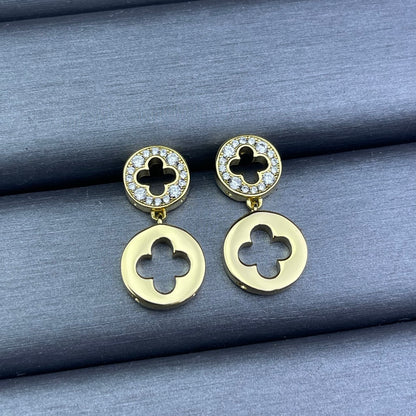 N28  Women gold-plated fashion clover earrings high-quality jewelry