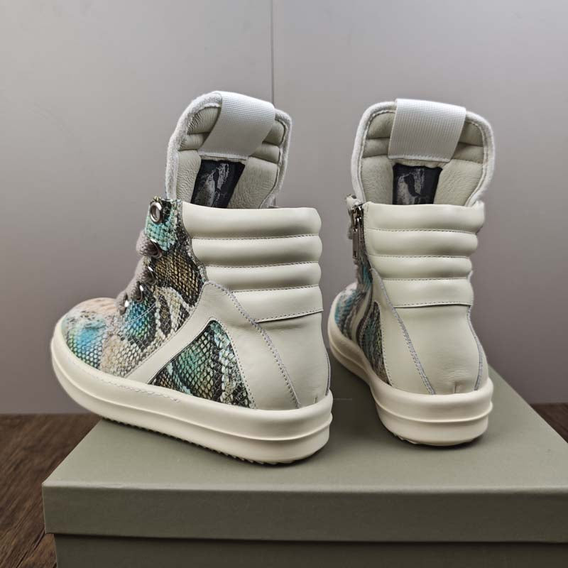 S25 Men's New Arrival Genuine Leather High-top Sneakers Thick Sole Height Increasing Fashion Ankle Boots