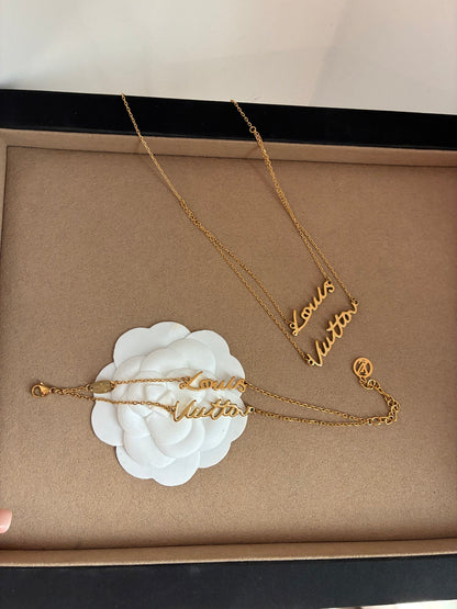LS240 Fashion women's bracelet necklace set letter jewelry
