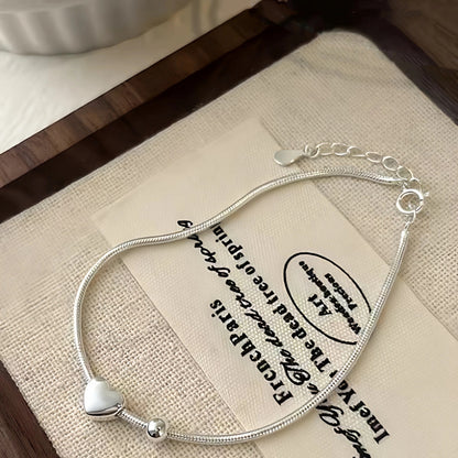 S925  silver heart bracelet simple high-quality jewelry