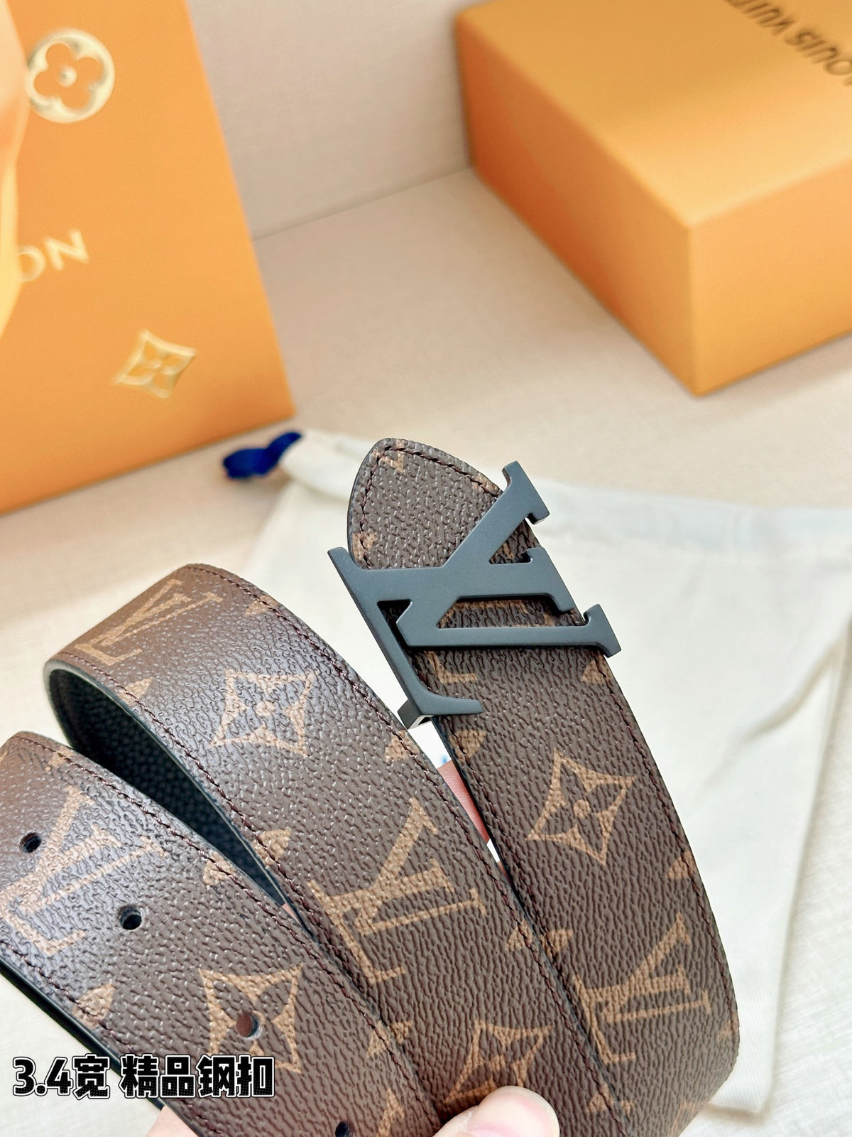 BE10 Real Leather Belt 3.4CM with packing