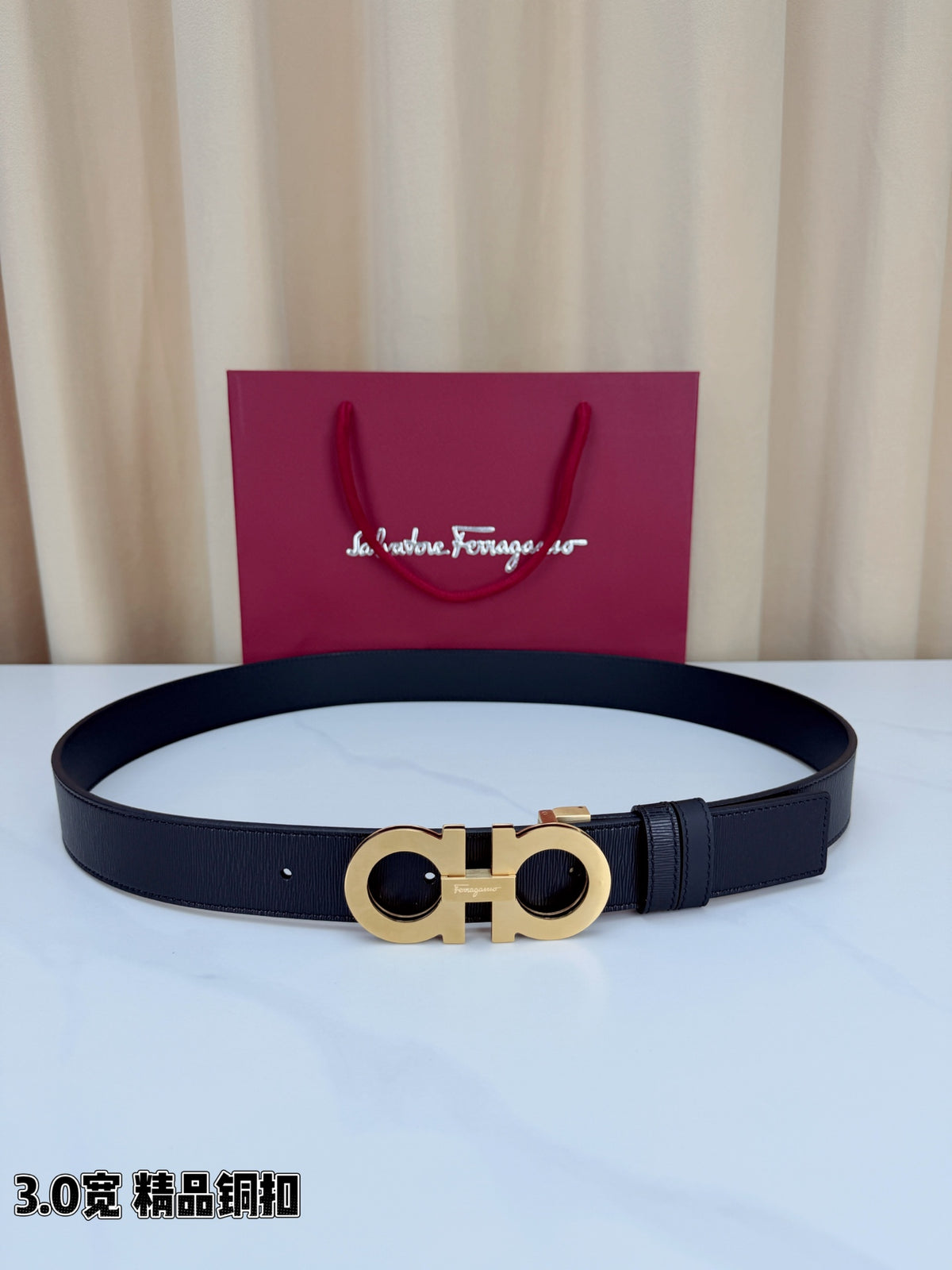 BE13 Real Leather Belt 3.4CM with packing