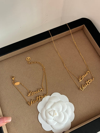 LS240 Fashion women's bracelet necklace set letter jewelry