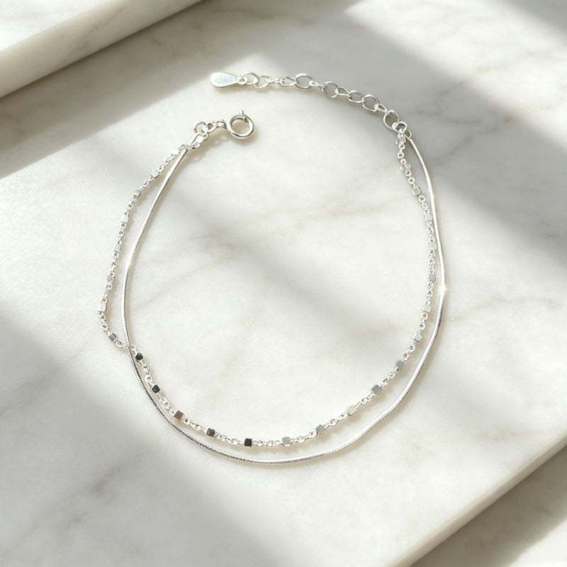 S925 sterling silver double-layer bracelet women's design jewelry