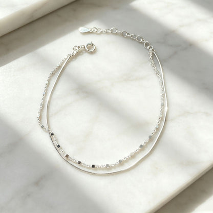S925 sterling silver double-layer bracelet women's design jewelry