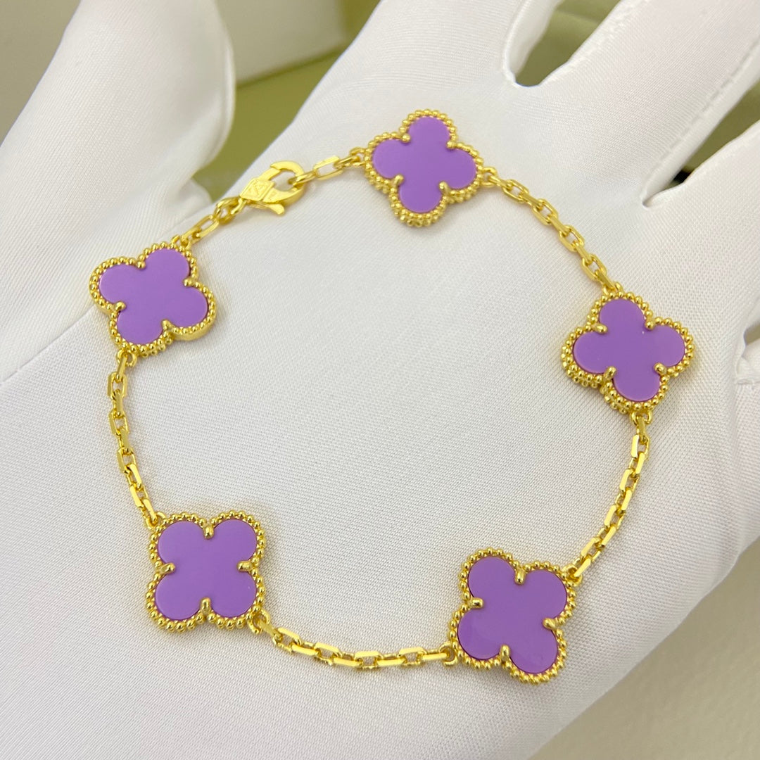 VAB6 Classic Four‑Leaf Clover Unisex Fashion Bracelet for Men and Women