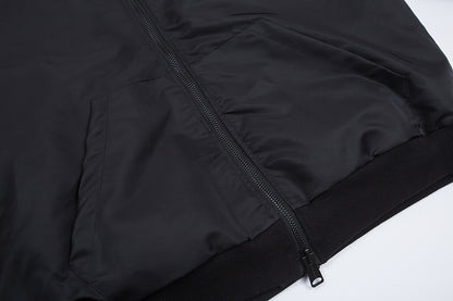 BC03   Cotton jacket with double ring zipper, black flight suit jacket, warm jacket  clothes