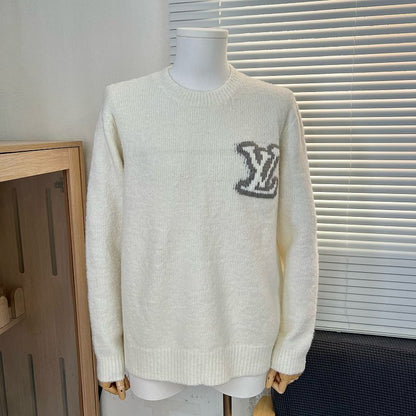 LC03   Men's and women's classic letter jacquard round neck sweater in front and back clothes