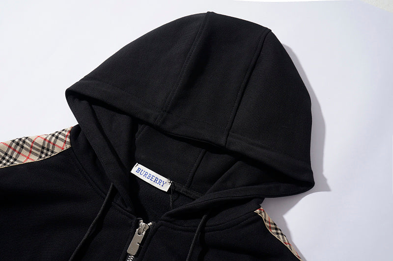 UC07  Men's and women's plaid woven cardigan hooded zipper jacket clothes