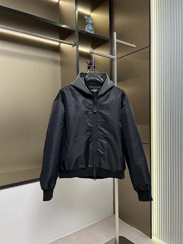 BC03   Cotton jacket with double ring zipper, black flight suit jacket, warm jacket  clothes