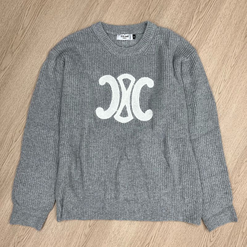 EC03   Men's and women's double C logo patch embroidered round neck sweater Clothes