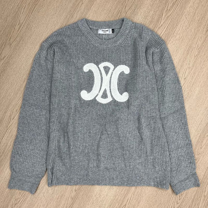 EC03   Men's and women's double C logo patch embroidered round neck sweater Clothes