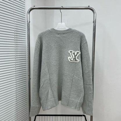 LC03   Men's and women's classic letter jacquard round neck sweater in front and back clothes
