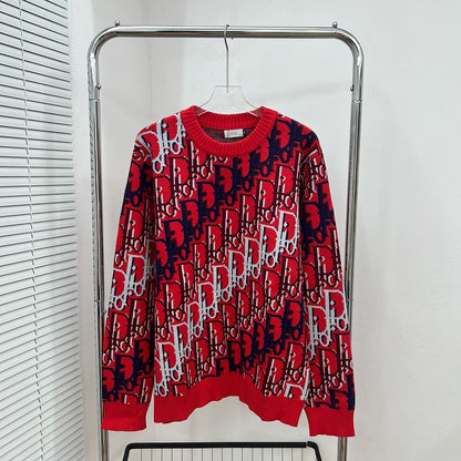 DC1   Unisex All-over Multicolor Logo Jacquard Crew Neck Sweater clothes