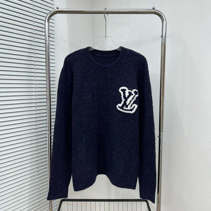 LC03   Men's and women's classic letter jacquard round neck sweater in front and back clothes