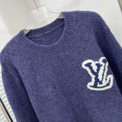 LC03   Men's and women's classic letter jacquard round neck sweater in front and back clothes