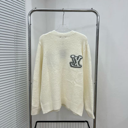 LC03   Men's and women's classic letter jacquard round neck sweater in front and back clothes