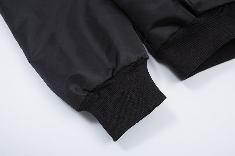 BC03   Cotton jacket with double ring zipper, black flight suit jacket, warm jacket  clothes
