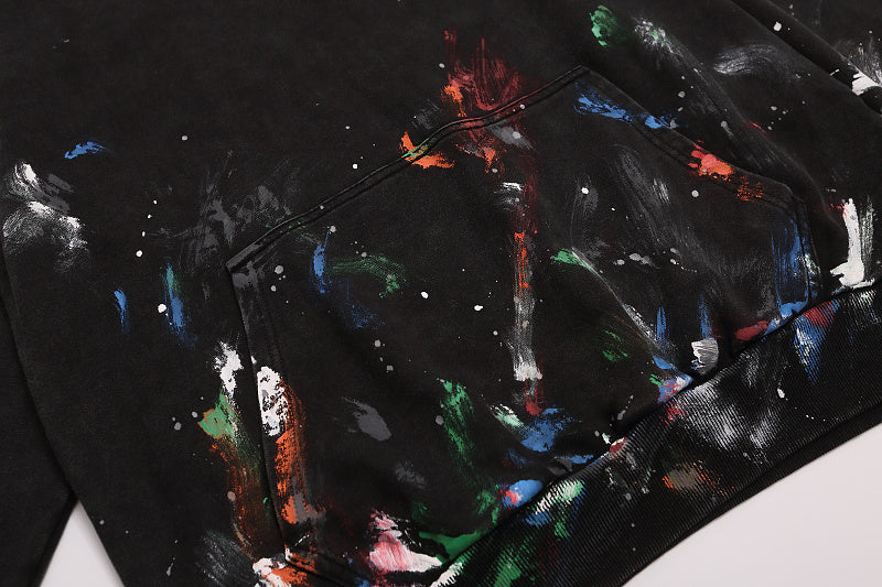 BC02  Men's and women's hand-painted graffiti long sleeved hooded sweatshirt Clothes
