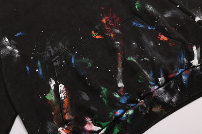 BC02  Men's and women's hand-painted graffiti long sleeved hooded sweatshirt Clothes