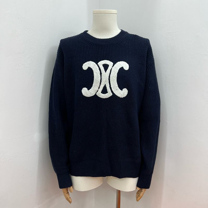 EC03   Men's and women's double C logo patch embroidered round neck sweater Clothes