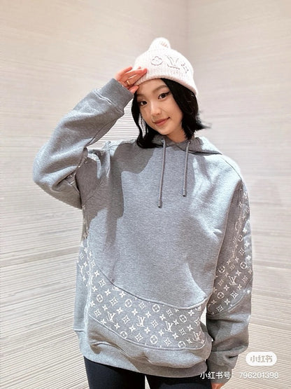 LC05  Men's and women's all cotton David hoodie with hooded and floral patchwork hoodie clothes