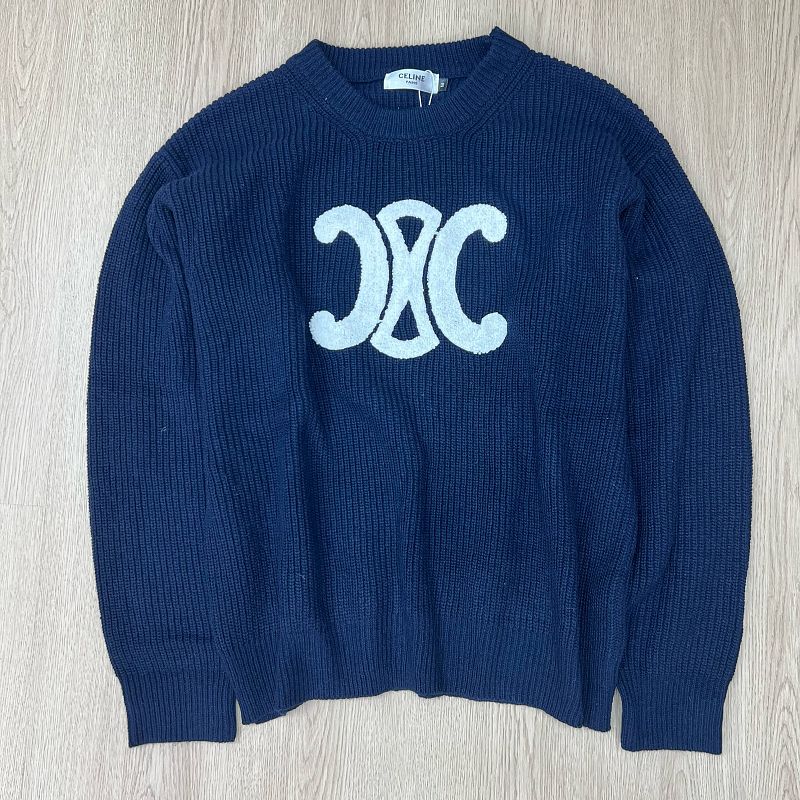 EC03   Men's and women's double C logo patch embroidered round neck sweater Clothes